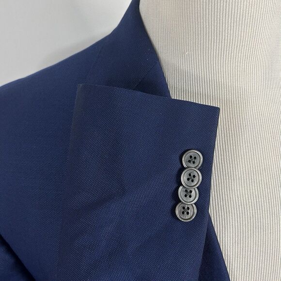 David Donahue 48R Connor Sport Coat 100% Wool Blue Two Button Double Vented - Picture 5 of 8